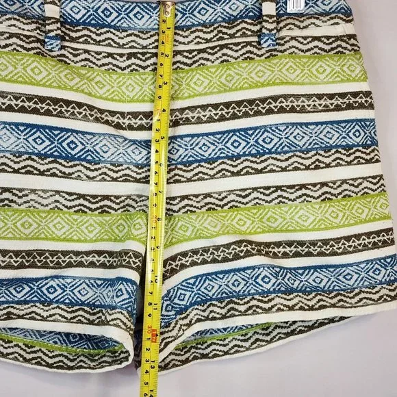 Ann Taylor Loft Shorts Womens Size 4 Blue Green Aztec Mid Rise Mom Core - Picture 5 of 5